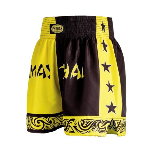 Short MUAI THAY fheras preto e amarelo - Equipamentos para Muaythai
