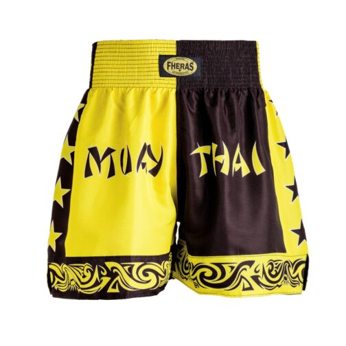 Short MUAI THAY fheras preto e amarelo - Equipamentos para Muaythai