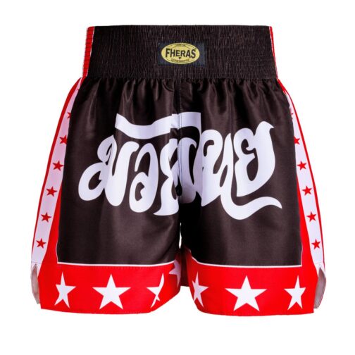 Short MUAY THAI - Fheras Preto e Vermelho- Equipamentos para Muaythai