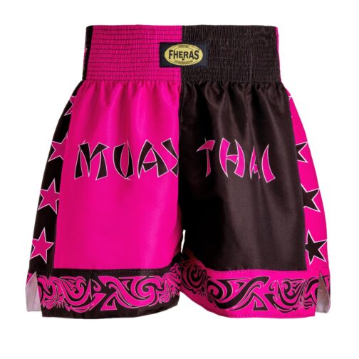 Short MUAY THAI - Fheras Rosa e Preto- Equipamentos para Muaythai