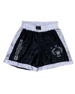 short muaythai - one esport branco e preto tigre-murrugashop