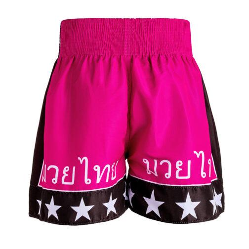 Short Muaythai - Estrela 2 - Rosa Preto - Fheras - Acessórios para Muay Thai