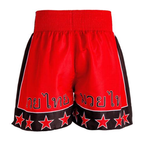 Short Muaythai - Estrela 2 - Vermelho Preto - Fheras - Equipamentos para Muay Thai