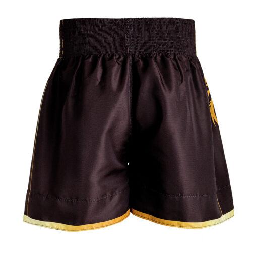 Short Muaythai - Floral 2 - PretoDourado - Fheras - equipamentos para muaythai