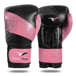 LUVA DE BOXE GOLD PRO VELCRO PROFISSIONAL TREINO PRETO E ROSA - SOUTH TEAM