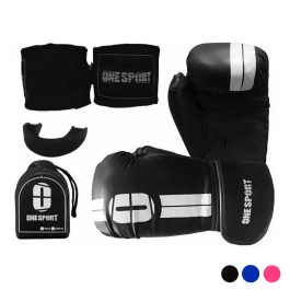 Kit Boxe Muay Thai -  Luva + Bandagem + Bucal - Cores - One Sport