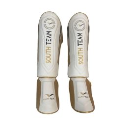 Protetor de Canela / Caneleira ? Branco com Dourado ? South Team